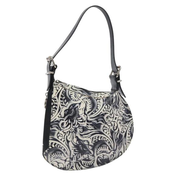 FENDI Shoulder Bag Leather Black White Silver - Picture 1 of 12